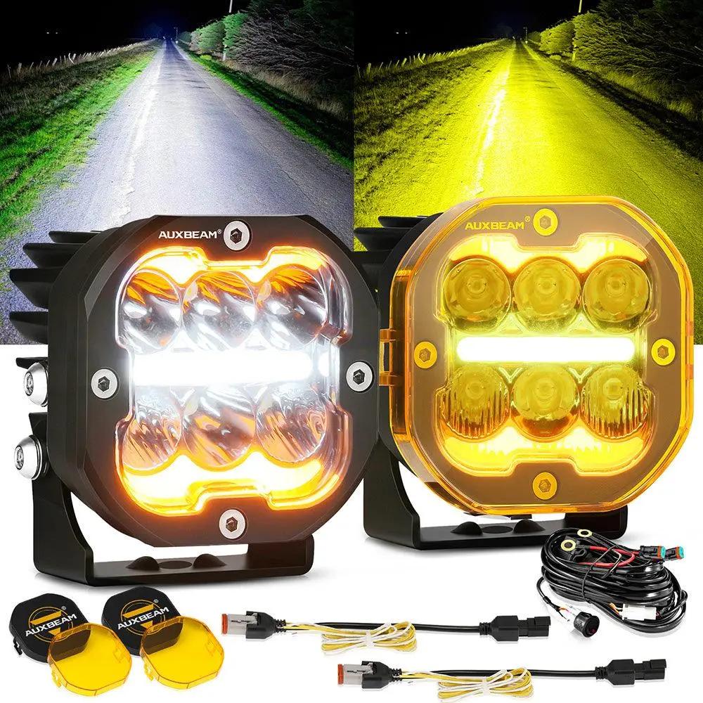 Auxbeam X - PRO SERIES 3" 40W LED Pods Cube 4800LM White And Yellow Fog Lights - SLBSTORE