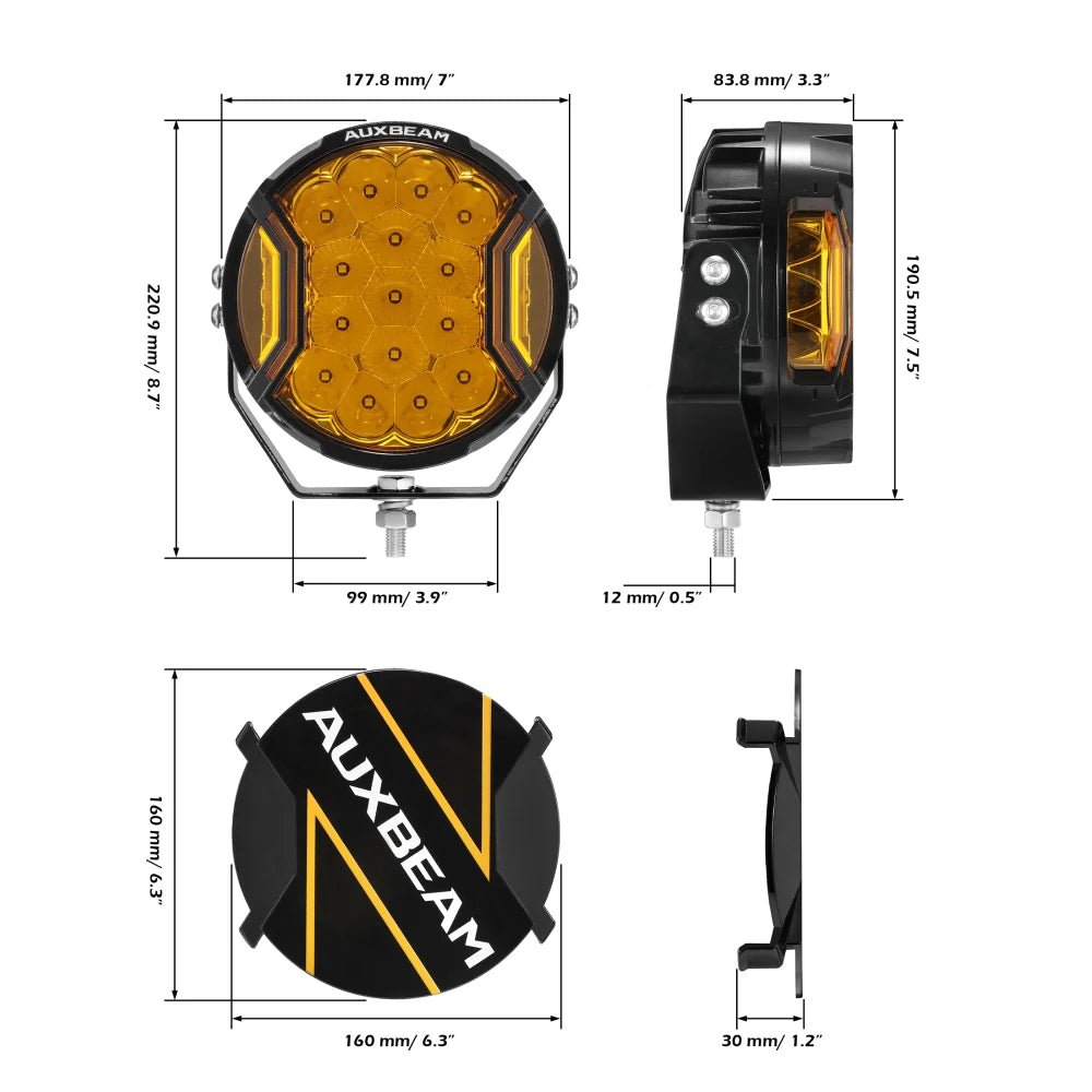 V-ULTRA SERIES | 7 INCH 226W LED SIDE SHOOTER AMBER POD LIGHTS WITH AMBER DRL - SLBSTORE