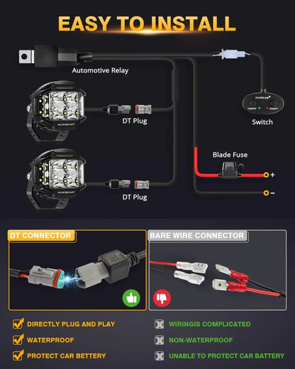 Auxbeam V - MAX Series Led Pods Lights with Amber Covers - SLBSTORE
