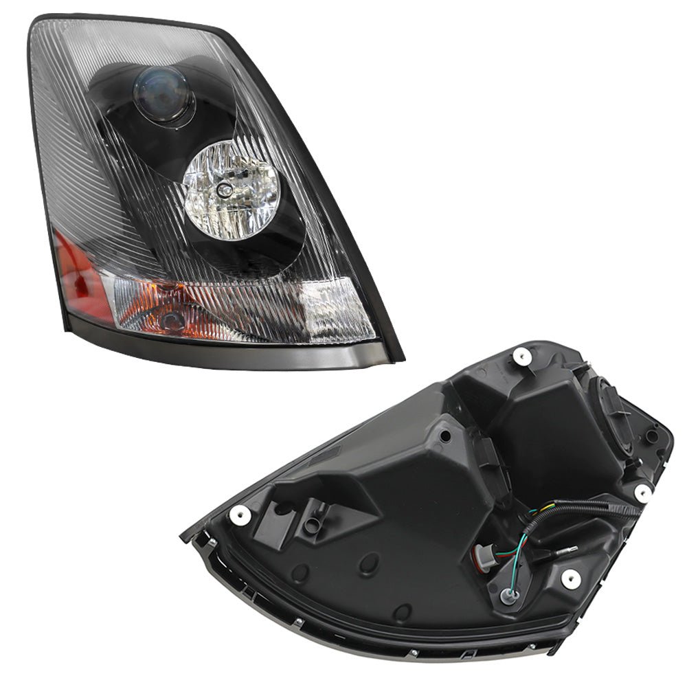 For Volvo VNL 2004 - 2017 Truck Black Projector Halogen Headlight Right Passenger - SLBSTORE