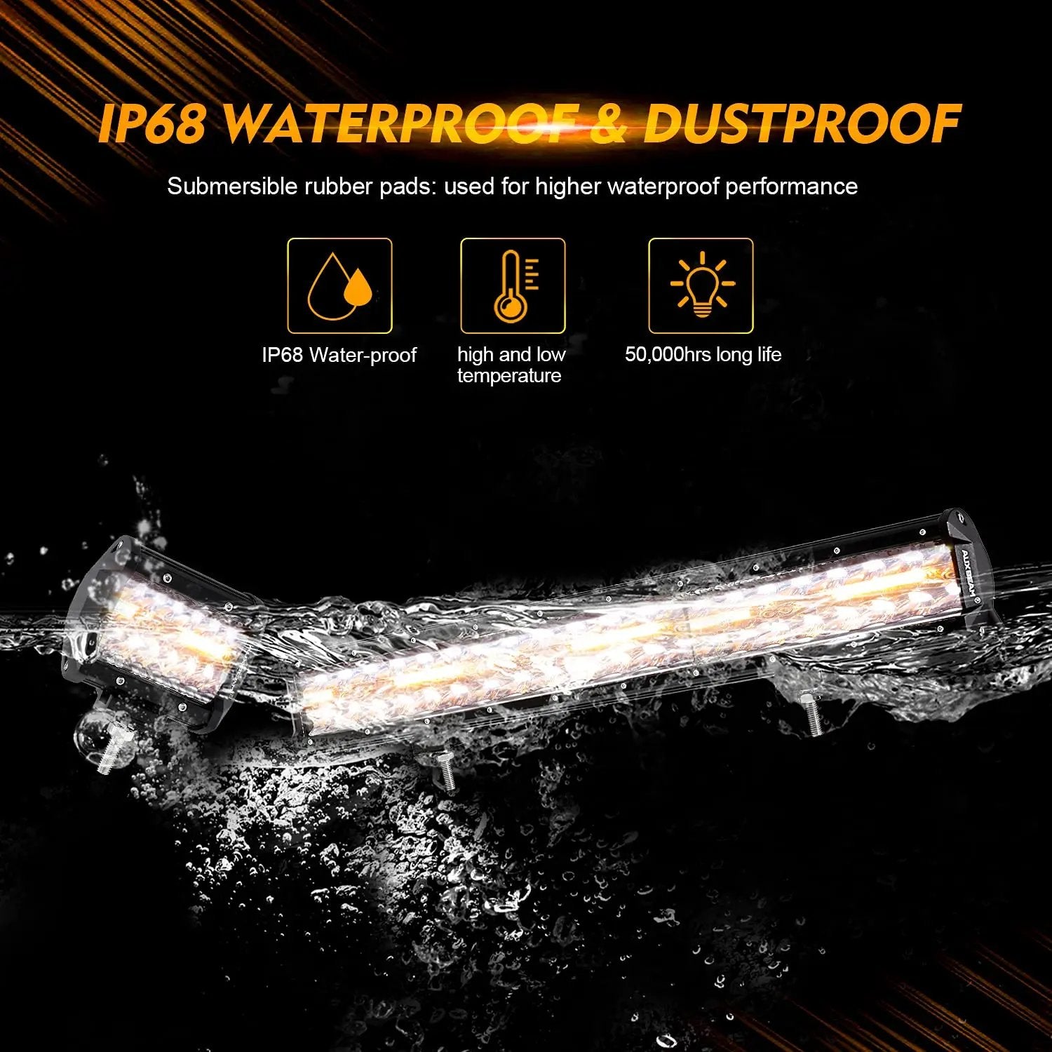 Auxbeam 6 MODES SERIES WHITE&AMBER LED LIGHT BARS 3 INCH/4INCH/7INCH/12INCH/20INCH/22 INCH/30 INCH/42 INCH/50 INCH - SLBSTORE