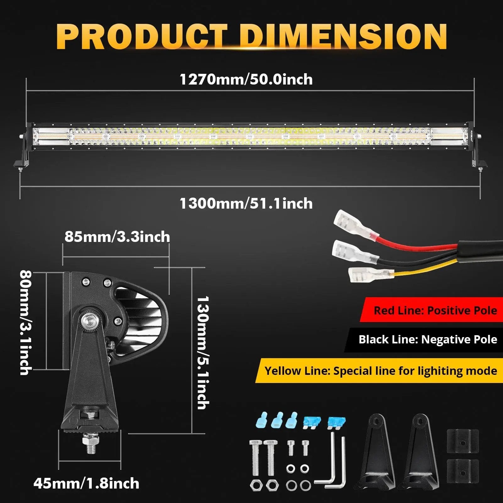 Auxbeam 6 MODES SERIES WHITE&AMBER LED LIGHT BARS 3 INCH/4INCH/7INCH/12INCH/20INCH/22 INCH/30 INCH/42 INCH/50 INCH - SLBSTORE