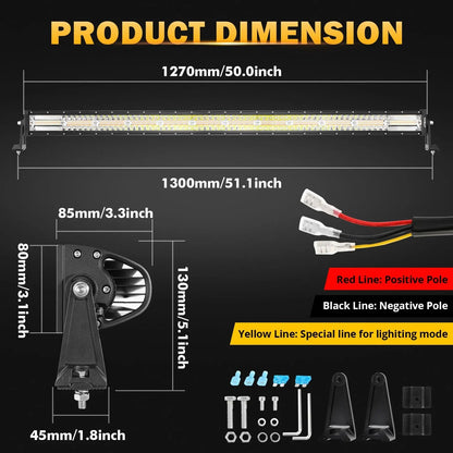 Auxbeam 6 MODES SERIES WHITE&AMBER LED LIGHT BARS 3 INCH/4INCH/7INCH/12INCH/20INCH/22 INCH/30 INCH/42 INCH/50 INCH - SLBSTORE