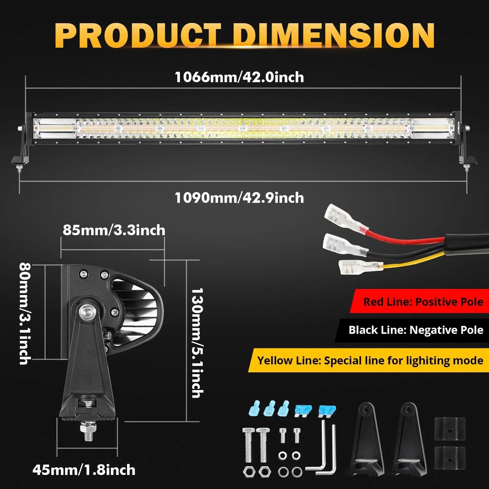 Auxbeam 6 MODES SERIES WHITE&AMBER LED LIGHT BARS 3 INCH/4INCH/7INCH/12INCH/20INCH/22 INCH/30 INCH/42 INCH/50 INCH - SLBSTORE