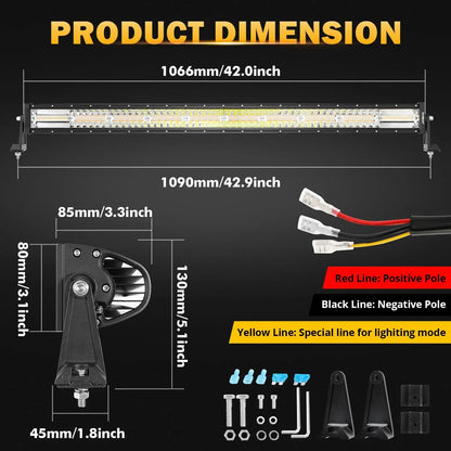 Auxbeam 6 MODES SERIES WHITE&AMBER LED LIGHT BARS 3 INCH/4INCH/7INCH/12INCH/20INCH/22 INCH/30 INCH/42 INCH/50 INCH - SLBSTORE
