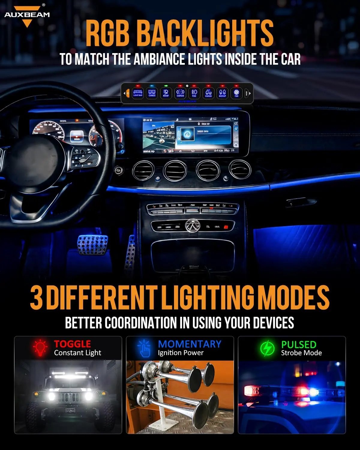 AS - R40/60/80 RGB SLIM SWITCH PANEL TOGGLE/ MOMENTARY/ PULSED MODE SUPPORTED(ONE - SIDED OUTLET) - SLBSTORE