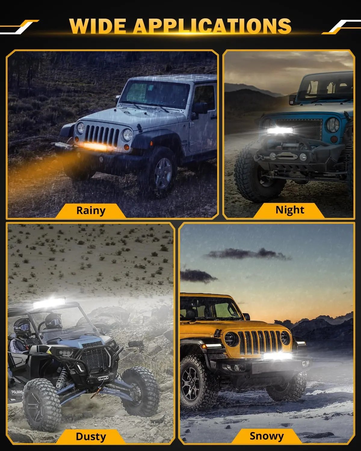 Auxbeam 6 MODES SERIES WHITE&AMBER LED LIGHT BARS 3 INCH/4INCH/7INCH/12INCH/20INCH/22 INCH/30 INCH/42 INCH/50 INCH - SLBSTORE