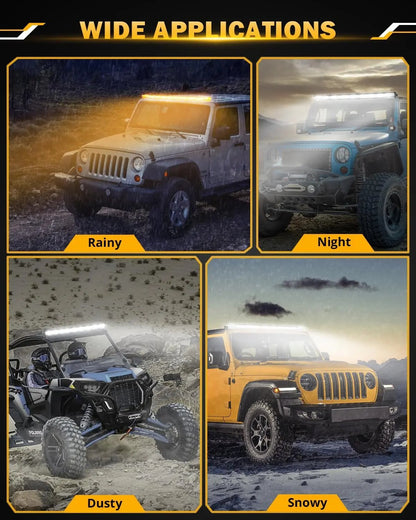 Auxbeam 6 MODES SERIES WHITE&AMBER LED LIGHT BARS 3 INCH/4INCH/7INCH/12INCH/20INCH/22 INCH/30 INCH/42 INCH/50 INCH - SLBSTORE