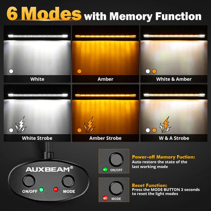 Auxbeam 6 MODES SERIES WHITE&AMBER LED LIGHT BARS 3 INCH/4INCH/7INCH/12INCH/20INCH/22 INCH/30 INCH/42 INCH/50 INCH - SLBSTORE