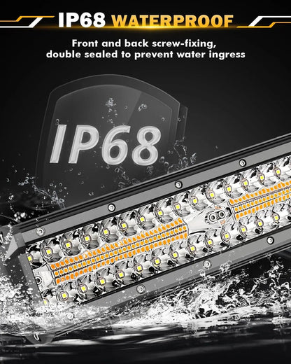 Auxbeam 6 MODES SERIES WHITE&AMBER LED LIGHT BARS 3 INCH/4INCH/7INCH/12INCH/20INCH/22 INCH/30 INCH/42 INCH/50 INCH - SLBSTORE