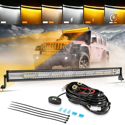 Auxbeam 6 MODES SERIES WHITE&AMBER LED LIGHT BARS 3 INCH/4INCH/7INCH/12INCH/20INCH/22 INCH/30 INCH/42 INCH/50 INCH - SLBSTORE
