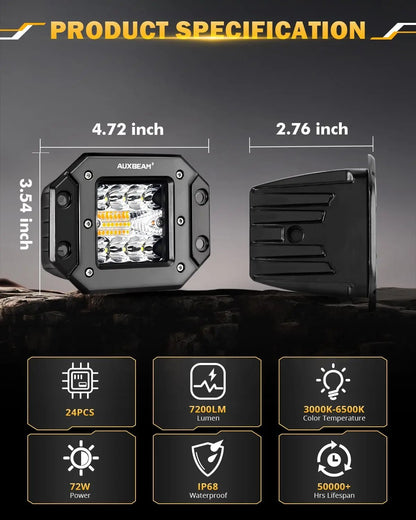 Auxbeam 6 MODES SERIES WHITE&AMBER LED LIGHT BARS 3 INCH/4INCH/7INCH/12INCH/20INCH/22 INCH/30 INCH/42 INCH/50 INCH - SLBSTORE
