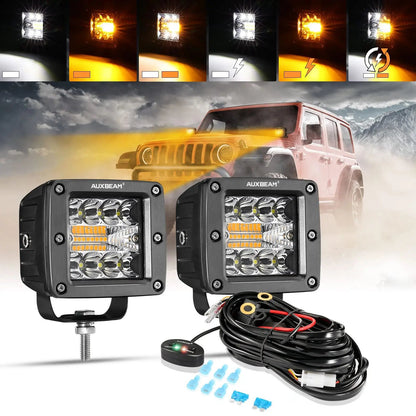Auxbeam 6 MODES SERIES WHITE&AMBER LED LIGHT BARS 3 INCH/4INCH/7INCH/12INCH/20INCH/22 INCH/30 INCH/42 INCH/50 INCH - SLBSTORE
