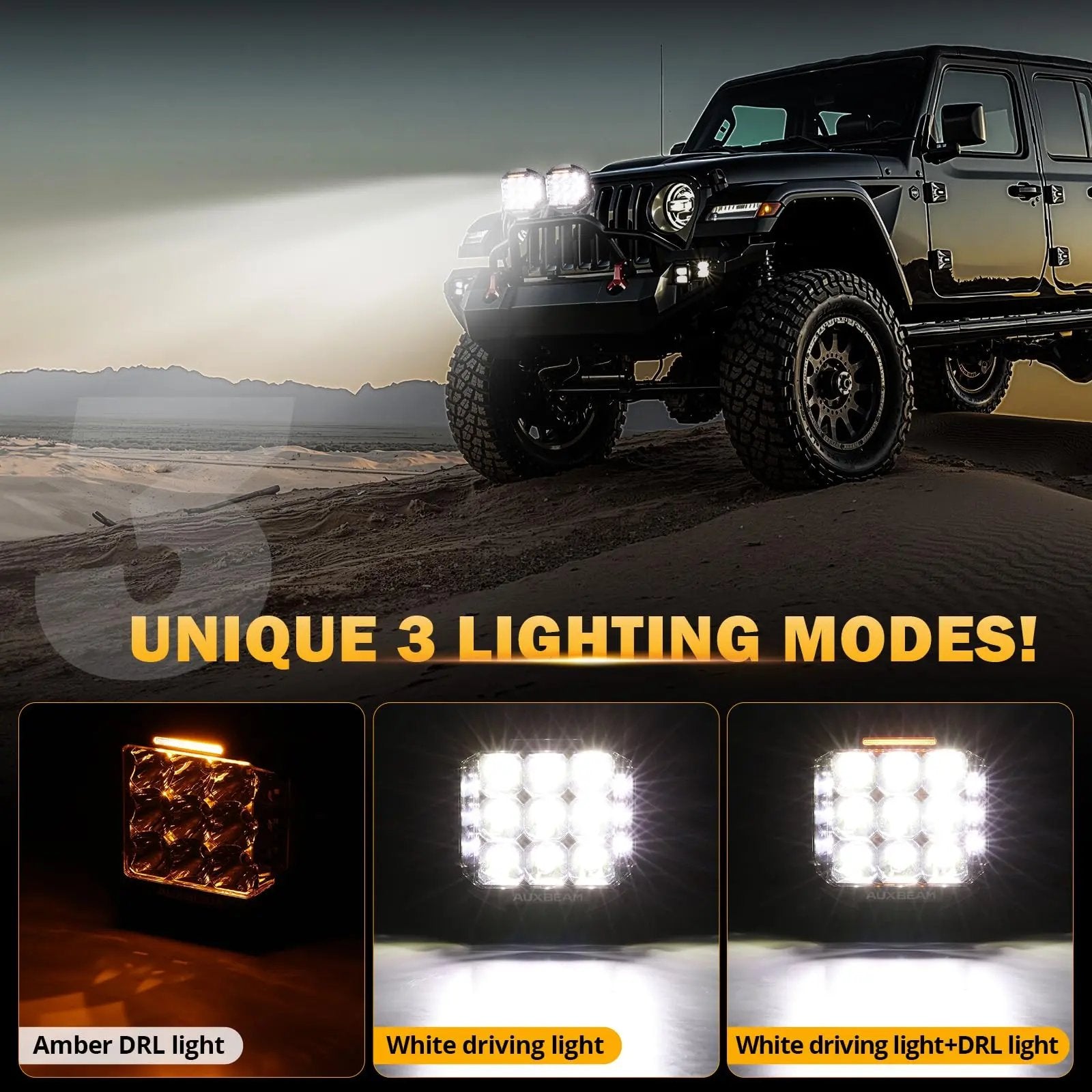 Auxbeam V - MAX Series Led Pods Lights with Amber Covers - SLBSTORE