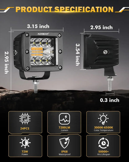 Auxbeam 6 MODES SERIES WHITE&AMBER LED LIGHT BARS 3 INCH/4INCH/7INCH/12INCH/20INCH/22 INCH/30 INCH/42 INCH/50 INCH - SLBSTORE