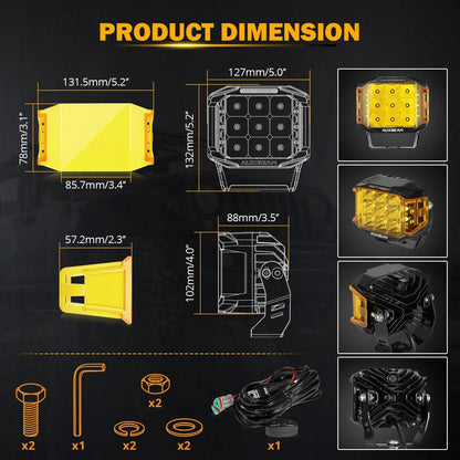 Auxbeam V - MAX Series Led Pods Lights with Amber Covers - SLBSTORE
