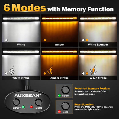 Auxbeam 6 MODES SERIES WHITE&AMBER LED LIGHT BARS 3 INCH/4INCH/7INCH/12INCH/20INCH/22 INCH/30 INCH/42 INCH/50 INCH - SLBSTORE