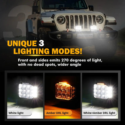 Auxbeam V - MAX Series Led Pods Lights with Amber Covers - SLBSTORE