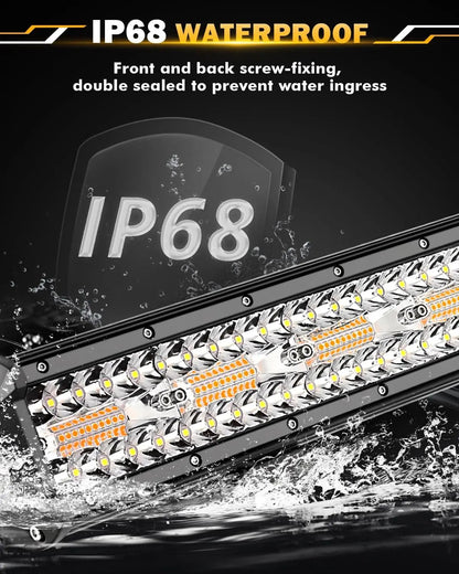 Auxbeam 6 MODES SERIES WHITE&AMBER LED LIGHT BARS 3 INCH/4INCH/7INCH/12INCH/20INCH/22 INCH/30 INCH/42 INCH/50 INCH - SLBSTORE