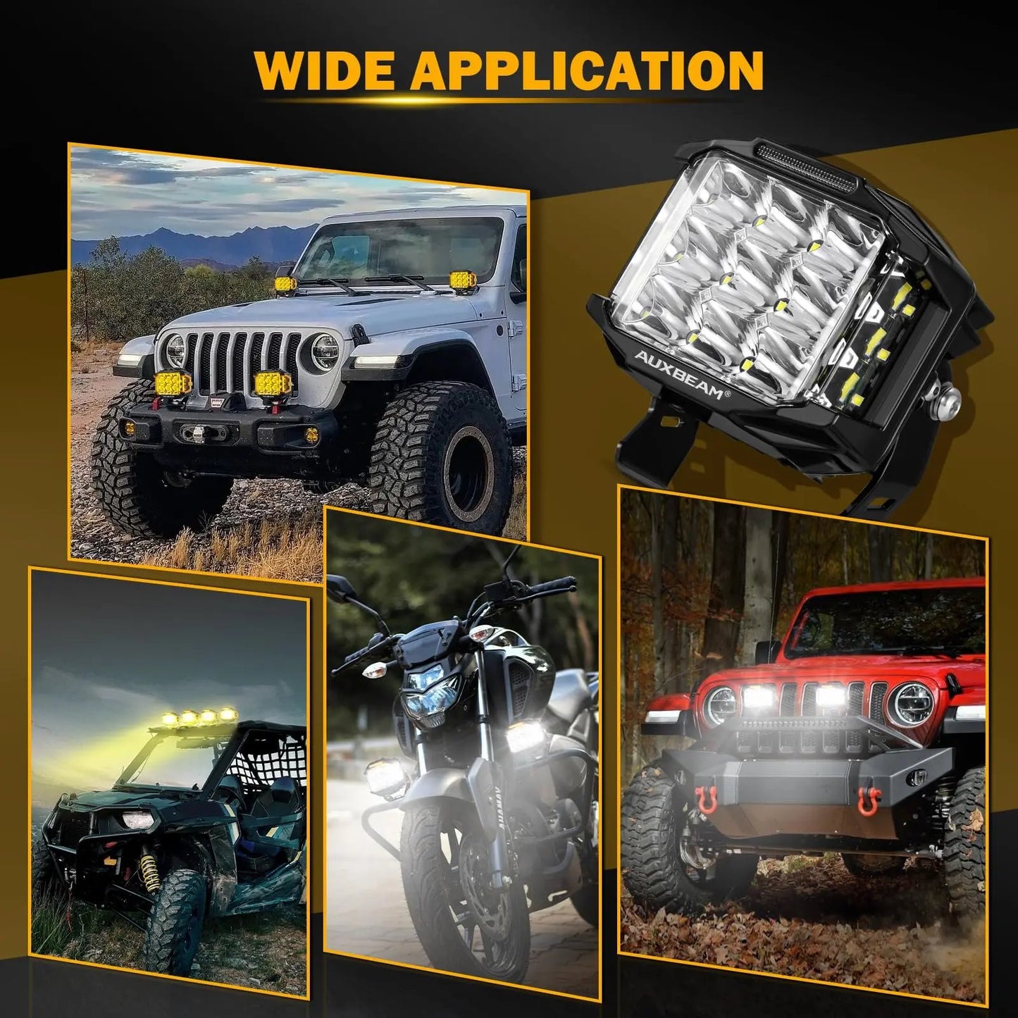 Auxbeam V - MAX Series Led Pods Lights with Amber Covers - SLBSTORE