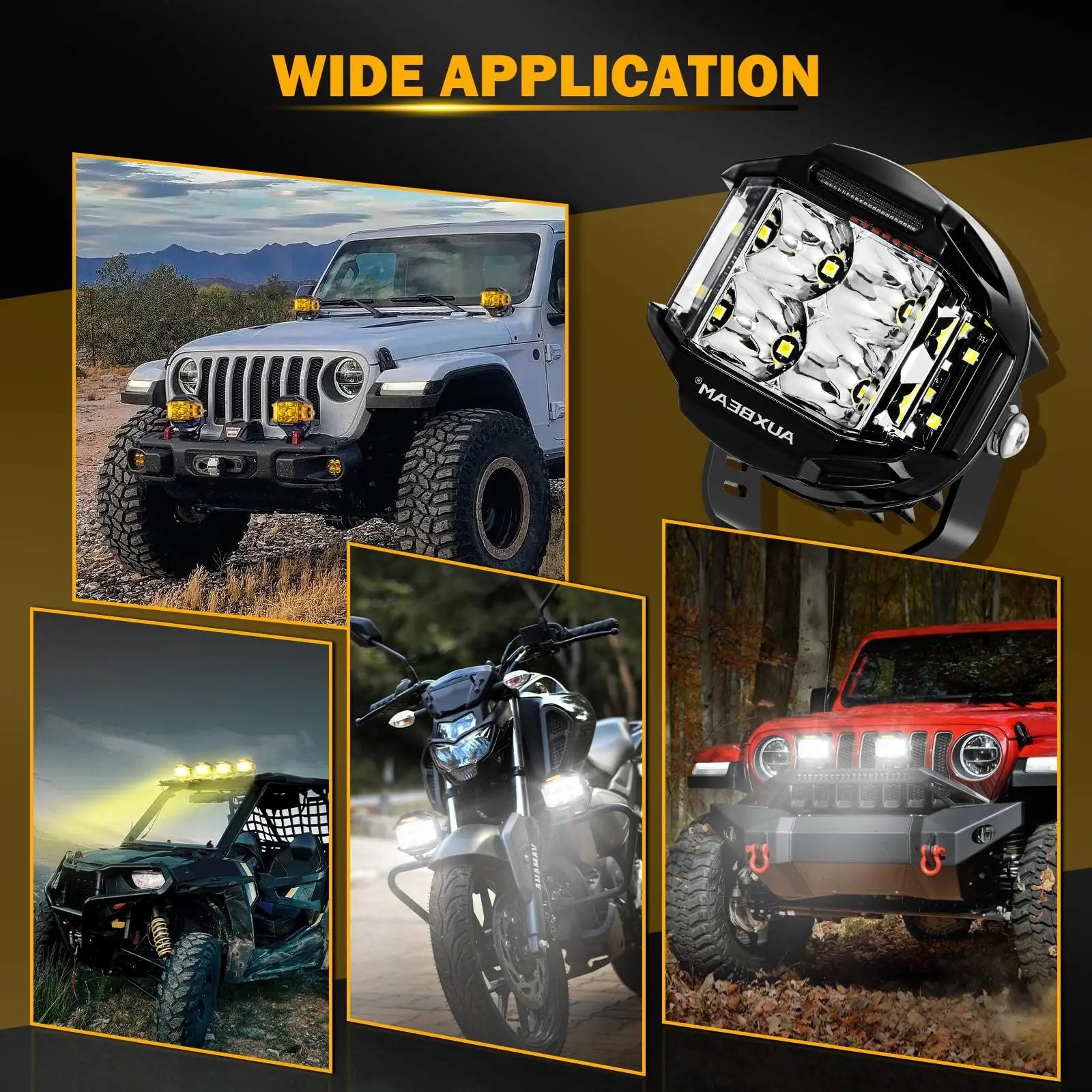 Auxbeam V - MAX Series Led Pods Lights with Amber Covers - SLBSTORE