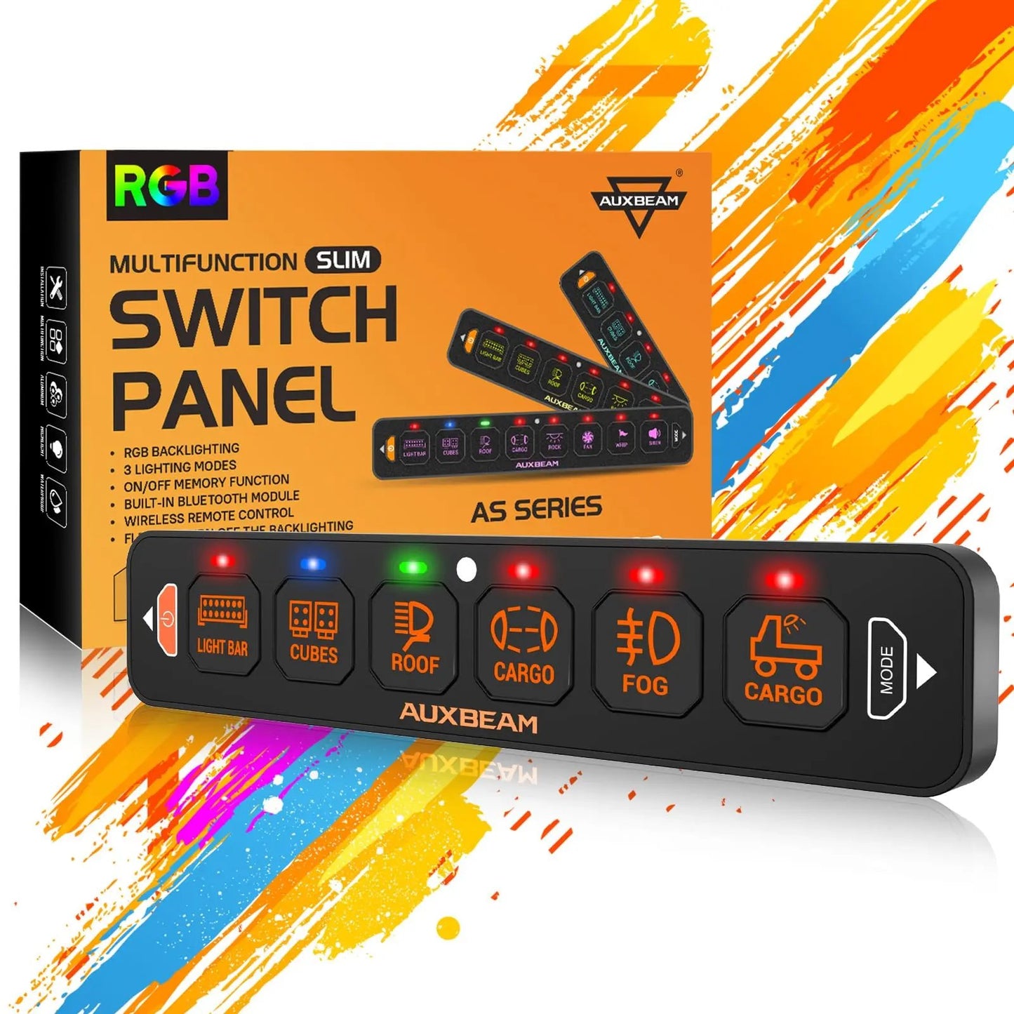 AS - R40/60/80 RGB SLIM SWITCH PANEL TOGGLE/ MOMENTARY/ PULSED MODE SUPPORTED(ONE - SIDED OUTLET) - SLBSTORE