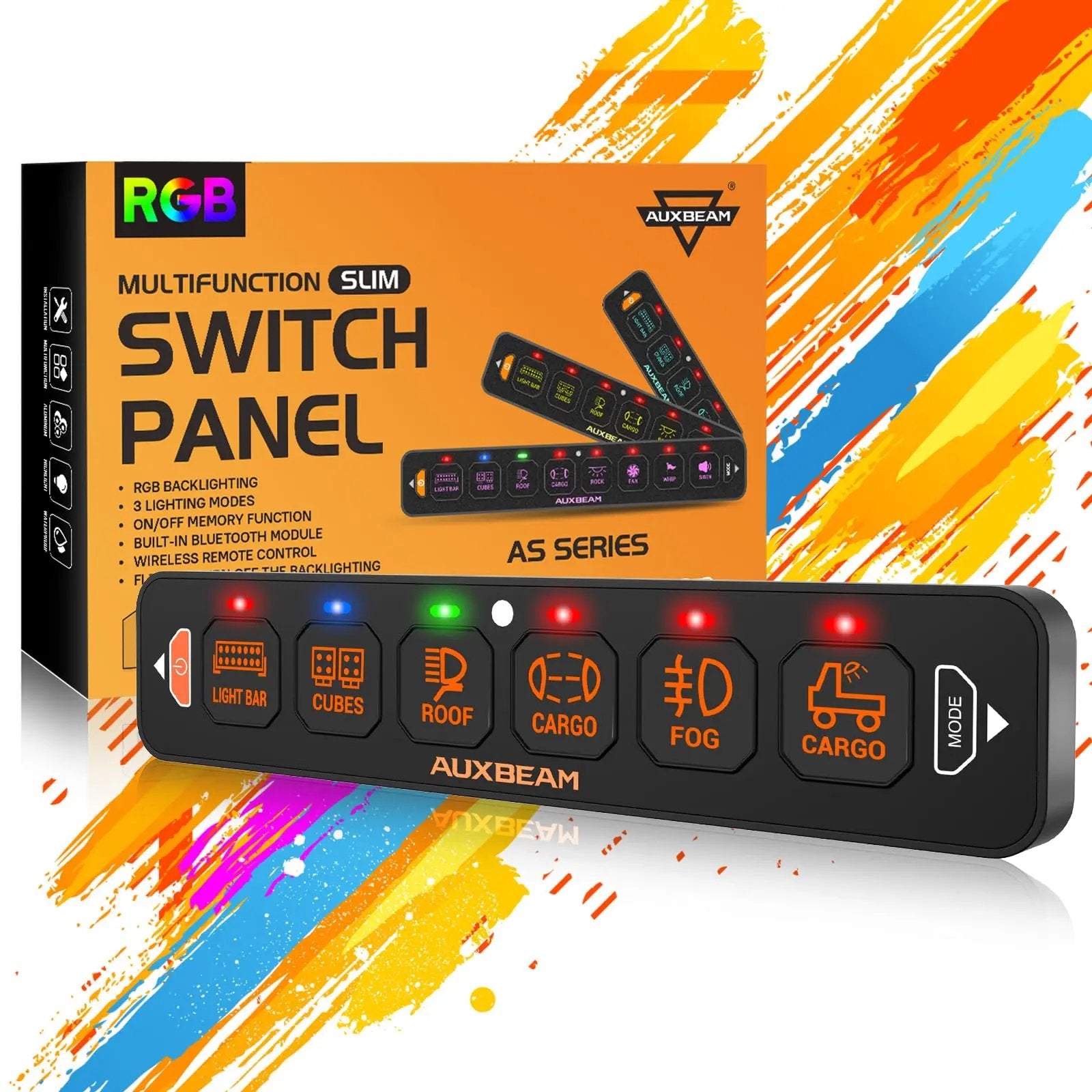 AS - R40/60/80 RGB SLIM SWITCH PANEL TOGGLE/ MOMENTARY/ PULSED MODE SUPPORTED(ONE - SIDED OUTLET) - SLBSTORE