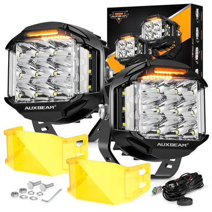 Auxbeam V - MAX Series Led Pods Lights with Amber Covers - SLBSTORE