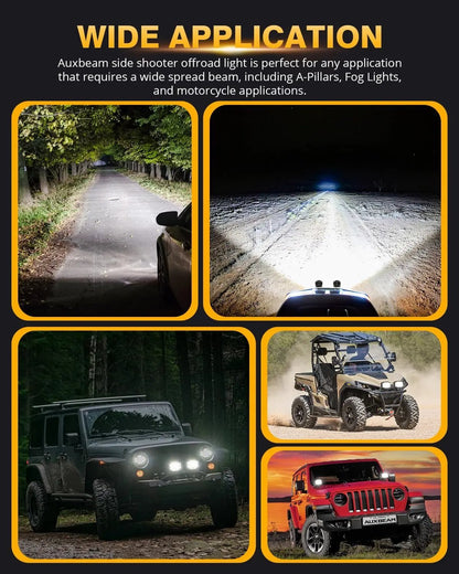 Auxbeam V - MAX Series Led Pods Lights with Amber Covers - SLBSTORE