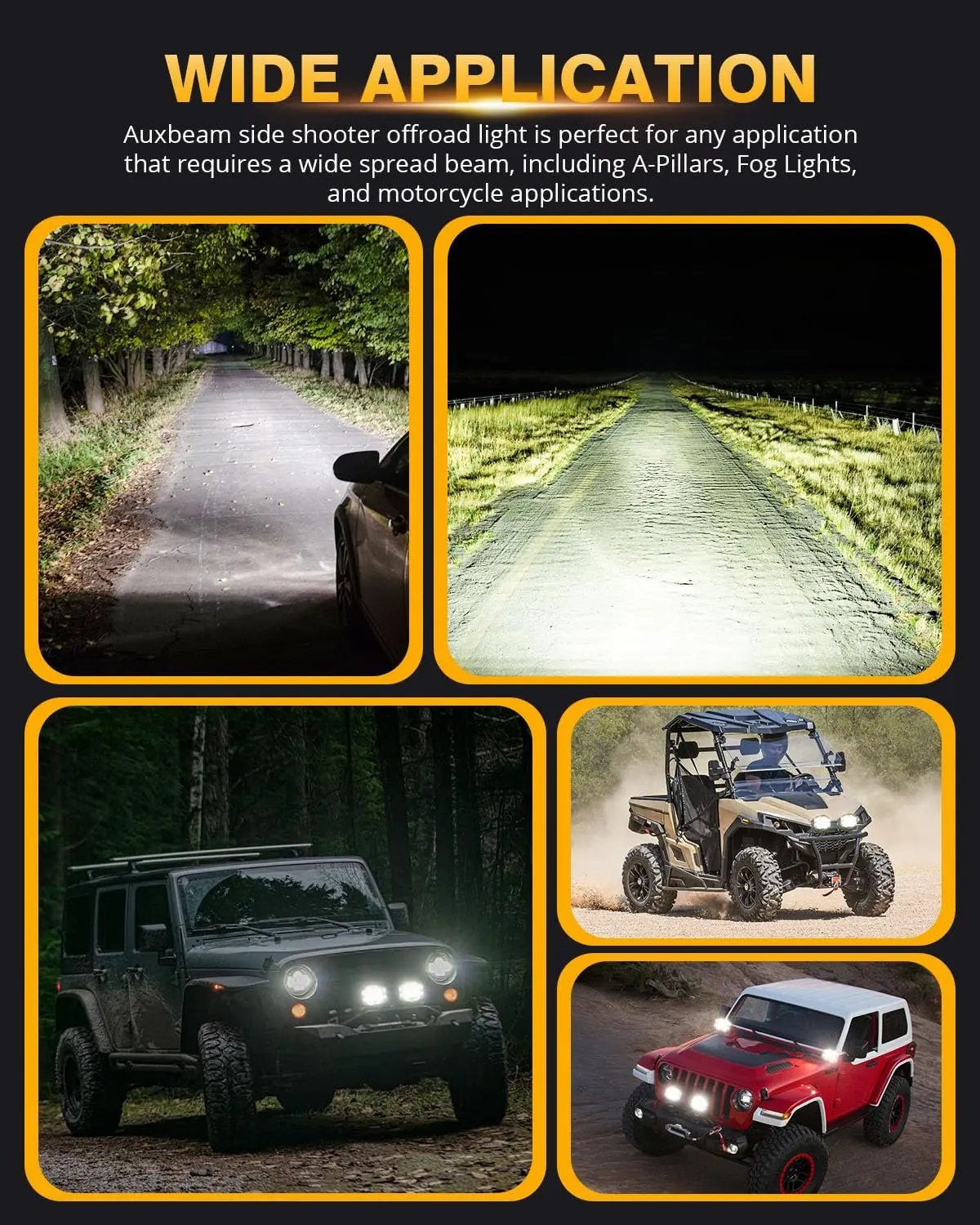 Auxbeam V - MAX Series Led Pods Lights with Amber Covers - SLBSTORE