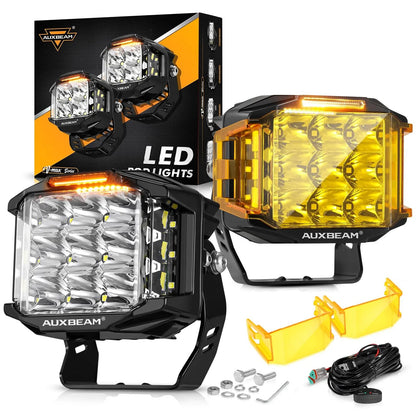 Auxbeam V - MAX Series Led Pods Lights with Amber Covers - SLBSTORE