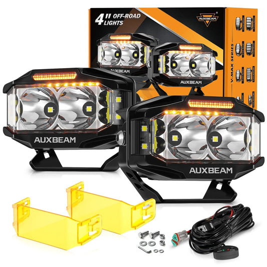Auxbeam V - MAX Series Led Pods Lights with Amber Covers - SLBSTORE