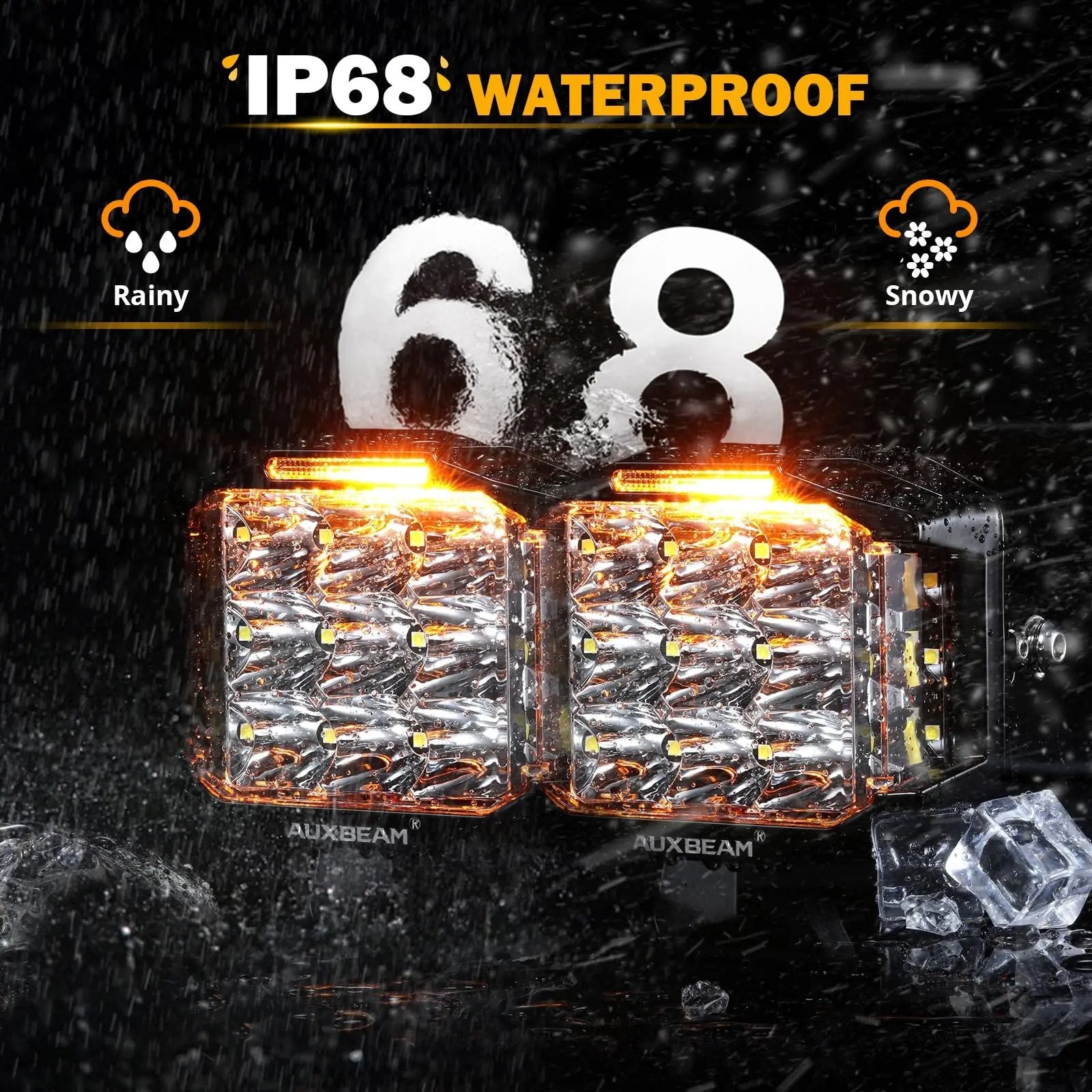 Auxbeam V - MAX Series Led Pods Lights with Amber Covers - SLBSTORE