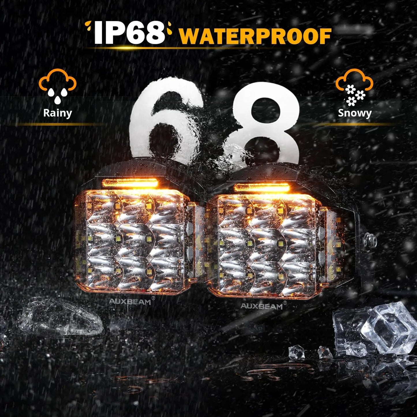 Auxbeam V - MAX Series Led Pods Lights with Amber Covers - SLBSTORE