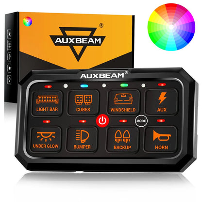 RGB SERIES 8 GANG (RA80 XL) SWITCH PANEL, LARGER SIZE, TOGGLE/ MOMENTARY/ PULSED MODE SUPPORTED - SLBSTORE