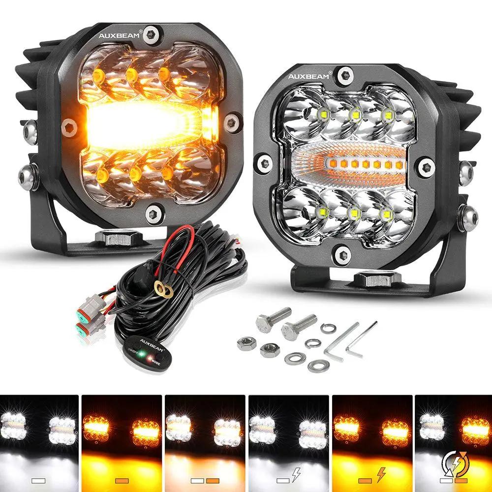 Auxbeam X - PRO SERIES 3" 40W LED Pods Cube 4800LM White And Yellow Fog Lights - SLBSTORE