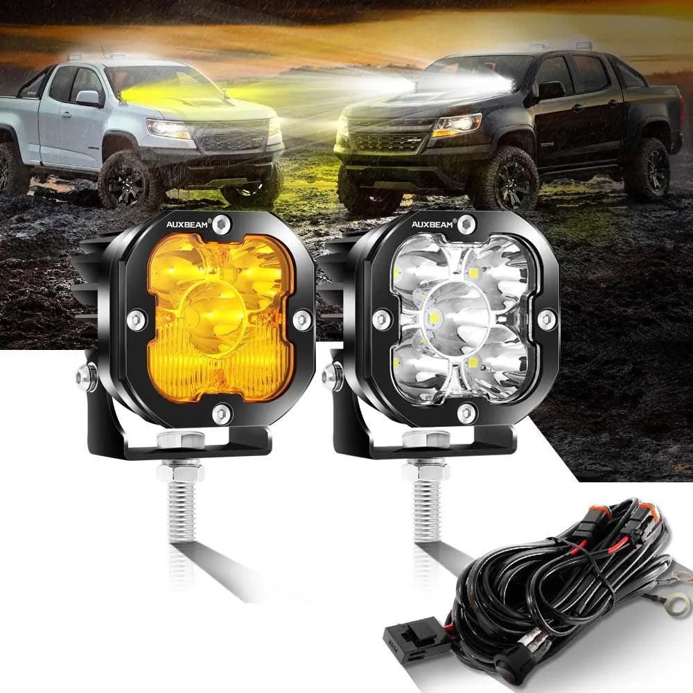 Auxbeam X - PRO SERIES 3" 40W LED Pods Cube 4800LM White And Yellow Fog Lights - SLBSTORE