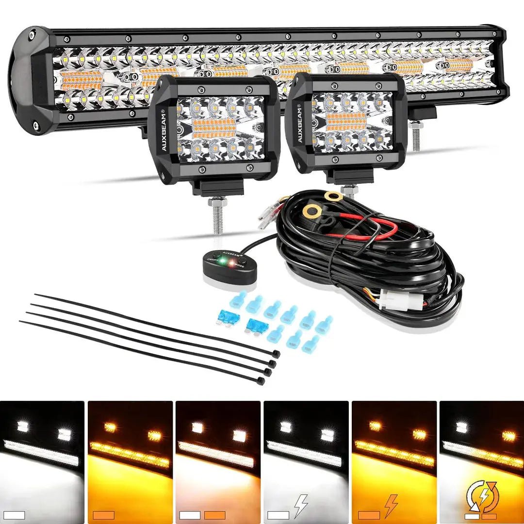 Auxbeam 6 MODES SERIES WHITE&AMBER LED LIGHT BARS 3 INCH/4INCH/7INCH/12INCH/20INCH/22 INCH/30 INCH/42 INCH/50 INCH - SLBSTORE