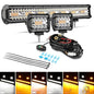 Auxbeam 6 MODES SERIES WHITE&AMBER LED LIGHT BARS 3 INCH/4INCH/7INCH/12INCH/20INCH/22 INCH/30 INCH/42 INCH/50 INCH - SLBSTORE