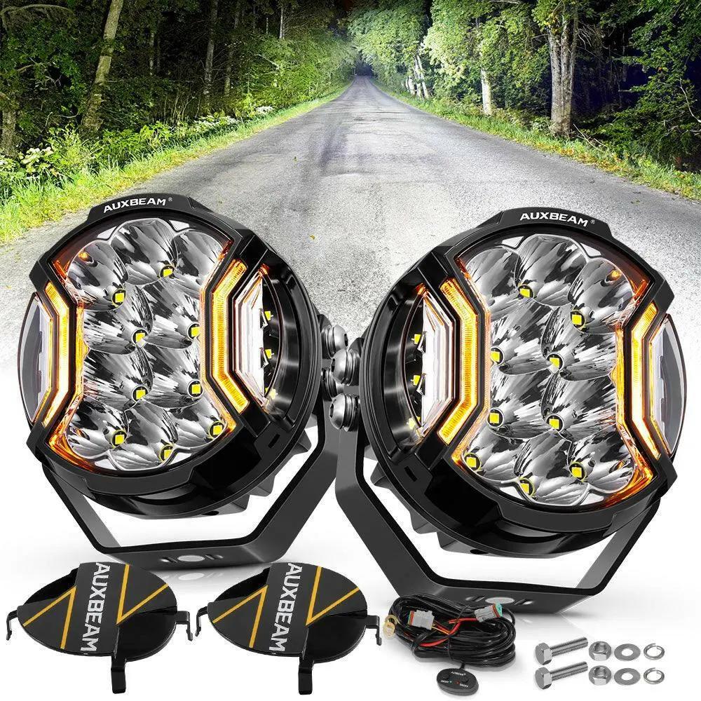 Auxbeam V - ULTRA 5" LED Pod Lights 172W Side Shooter White Amber DRL Driving - SLBSTORE