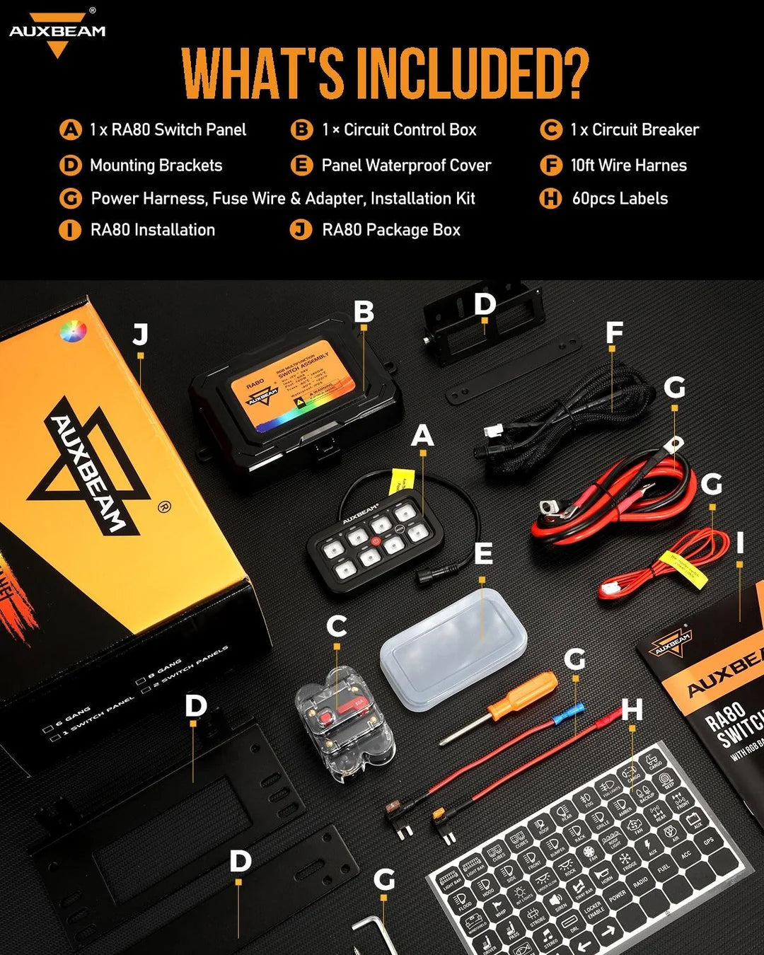 RGB SERIES 8 GANG (RA80) SWITCH PANEL, TOGGLE/ MOMENTARY/ PULSED MODE SUPPORTED (ONE - SIDED OUTLET) - SLBSTORE