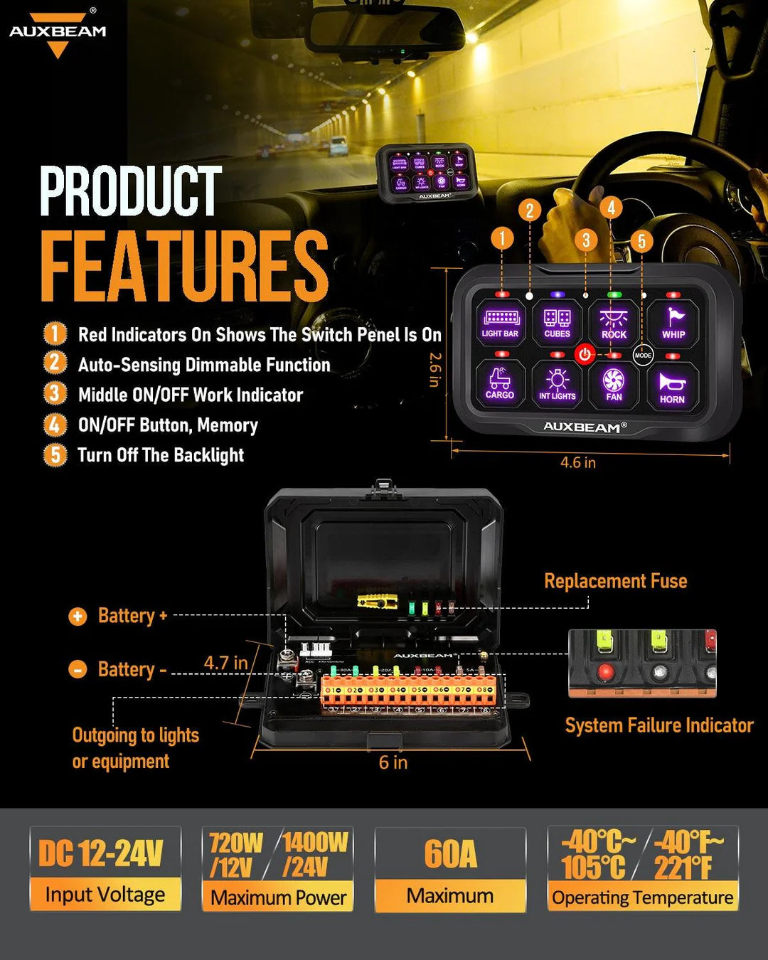 RC SERIES 8 GANG (RC - 800) RGB SWITCH PANEL WITH REMOTE CONTROLLER, TOGGLE/ MOMENTARY/ PULSED MODE SUPPORTED(ONE - SIDED OUTLET) - SLBSTORE