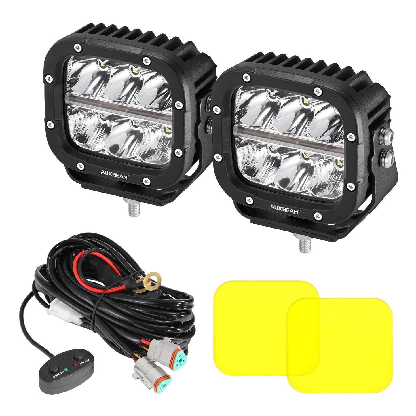 Auxbeam 5" XP - Ultra Series LED Offroad Light With Amber DRL 132W 15600LM (2 Pcs) - SLBSTORE