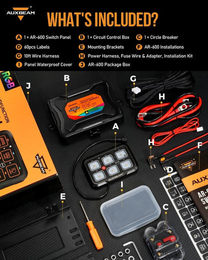 AR SERIES 6 GANG (AR - 600) RGB SWITCH PANEL WITH APP, TOGGLE/ MOMENTARY/ PULSED MODE SUPPORTED (ONE SIDE OUTPUT) - SLBSTORE