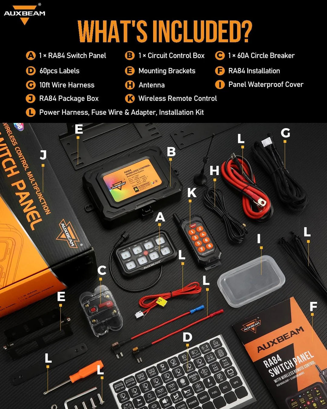 RC SERIES 8 GANG (RC - 800) RGB SWITCH PANEL WITH REMOTE CONTROLLER, TOGGLE/ MOMENTARY/ PULSED MODE SUPPORTED(ONE - SIDED OUTLET) - SLBSTORE
