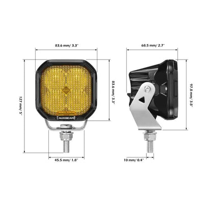 AUXBEAM 3" 116W RGB LED Pod Lights FLOOD Beam 8 Color Lights Color Play 12960 LM - SLBSTORE