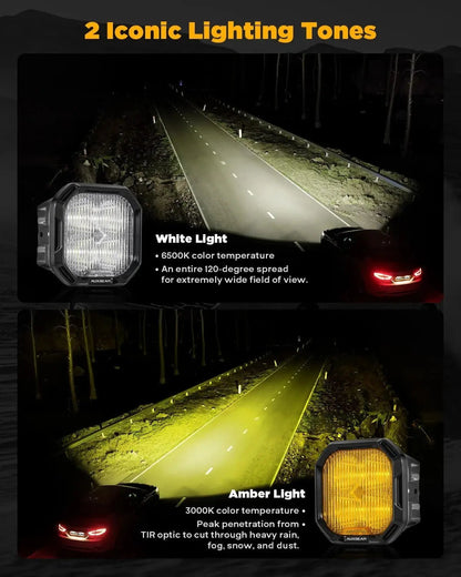 AUXBEAM 3" LED Fog Light Kit For Ford Honda Nissan Subaru Acura - SLBSTORE